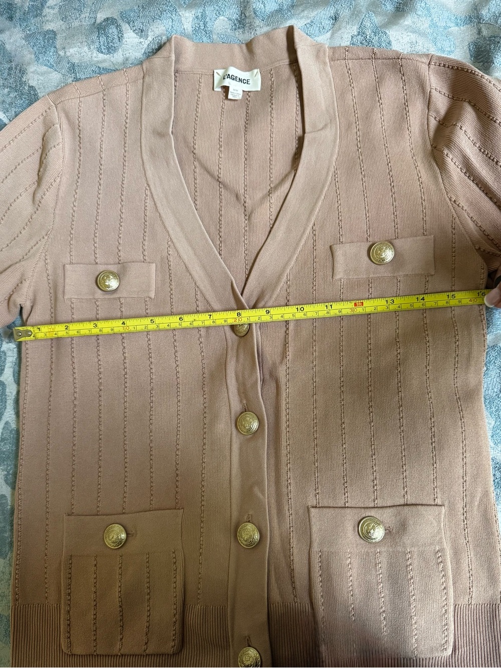 L'AGENCE Cardigan with Gold Tone Buttons and Front Pockets - Picture 6 of 14